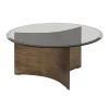 Wendelbo Arc coffee table, medium, brown glass - bronze patinated steel