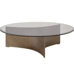 Wendelbo Arc coffee table, large, brown glass - bronze patinated steel