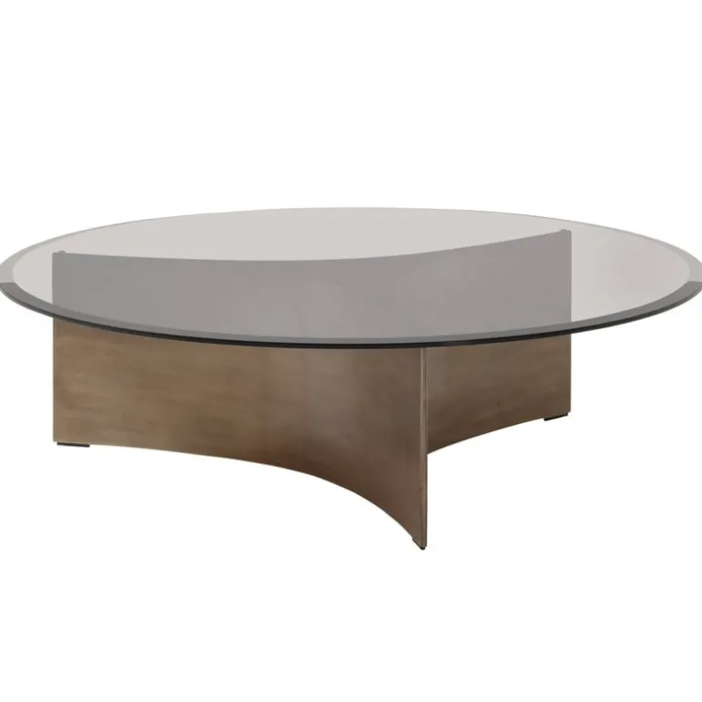 Wendelbo Arc coffee table, large, brown glass - bronze patinated steel