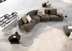 Wendelbo Arc coffee table, large, brown glass - bronze patinated steel