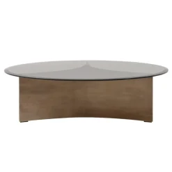 Wendelbo Arc coffee table, large, brown glass - bronze patinated steel