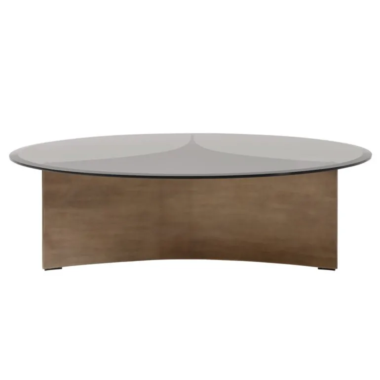 Wendelbo Arc coffee table, large, brown glass - bronze patinated steel