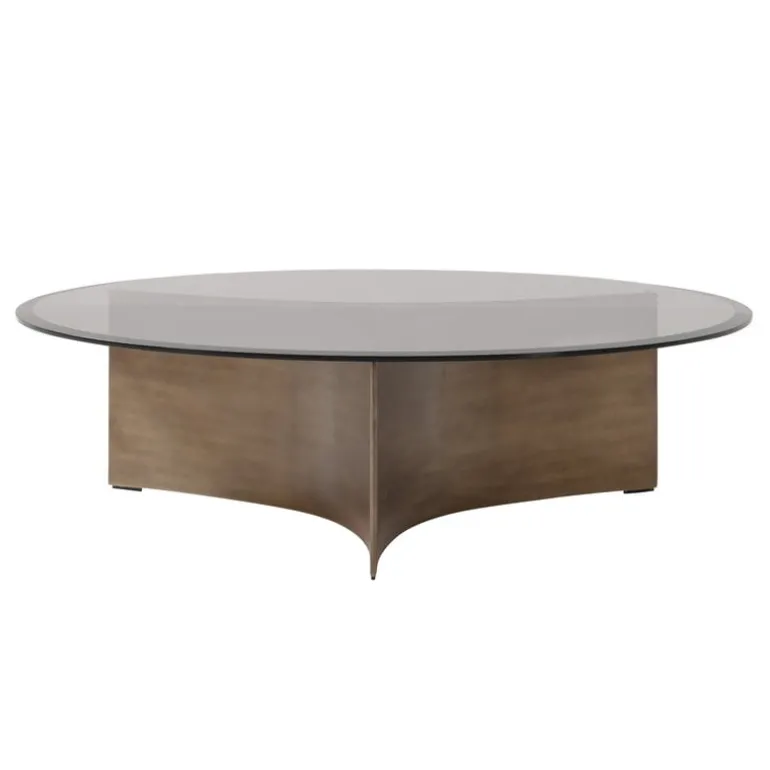 Wendelbo Arc coffee table, large, brown glass - bronze patinated steel