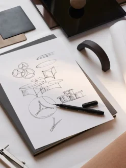 Wendelbo Arc coffee table, large, brown glass - bronze patinated steel