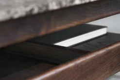 Wendelbo Collect console side table, low, dark brown - Emperador marble