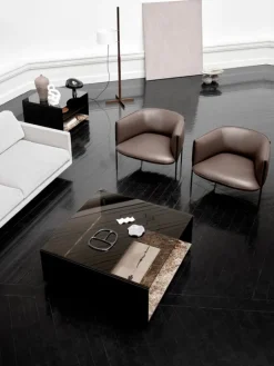 Wendelbo Expose coffee table, medium, brown glass - Emperador marble