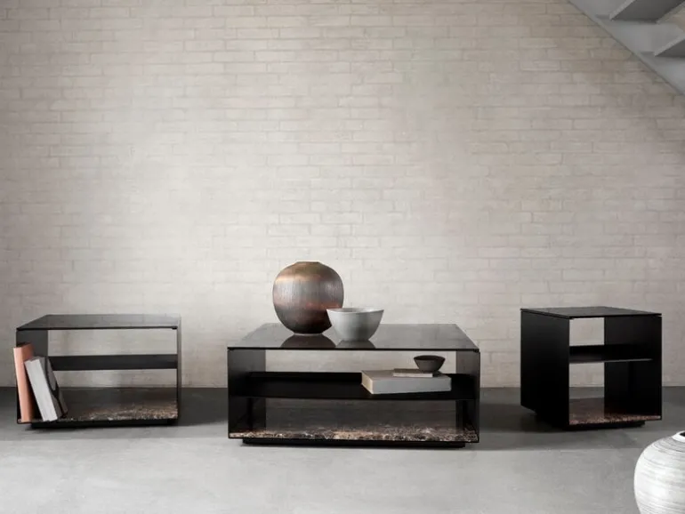 Wendelbo Expose coffee table, medium, brown glass - Emperador marble