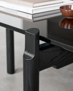 Wendelbo Notch coffee table, rectangular, M, black glass - black sta. oak