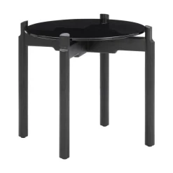 Wendelbo Notch side table, round, S, black glass-black stained oak
