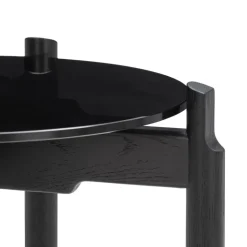 Wendelbo Notch side table, round, S, black glass-black stained oak