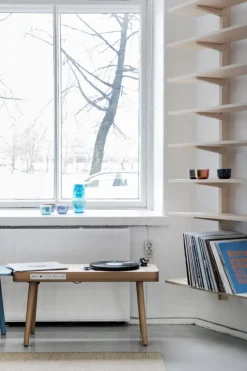 Wooden Turntable record player, oak
