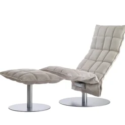 Woodnotes K chair, narrow, swivel plate base, stone/white