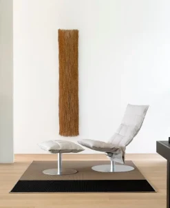 Woodnotes K chair, narrow, swivel plate base, stone/white