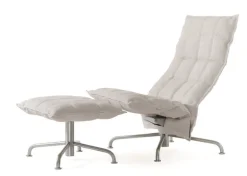 Woodnotes K chair, narrow, swivel star base, stone/white