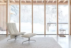 Woodnotes K chair, narrow, swivel star base, stone/white