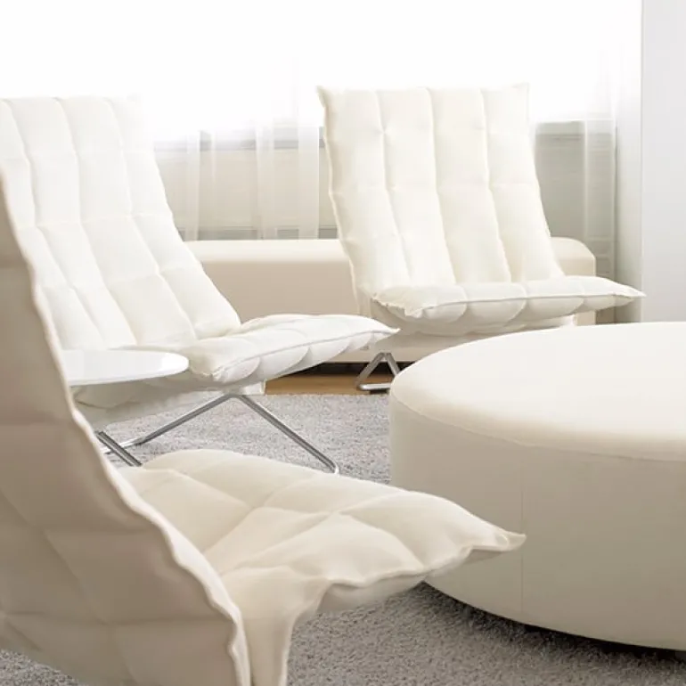 Woodnotes K chair, narrow, tubular base, stone/black