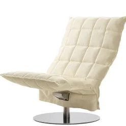 Woodnotes K chair, wide, swivel plate base, natural/white