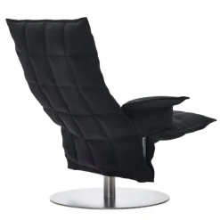 Woodnotes K chair with armrests, swivel plate base, black