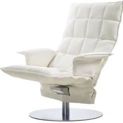 Woodnotes K chair with armrests, swivel plate base, white