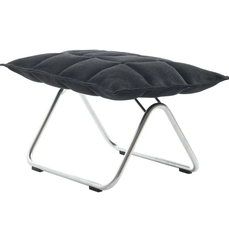 Woodnotes K ottoman, narrow, tubular base, black
