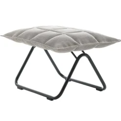 Woodnotes K ottoman, narrow, matt black tubular base, stone/black