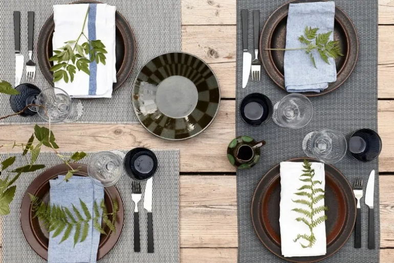 Woodnotes Morning placemat, 35 x 45 cm, set of 4, black - stone