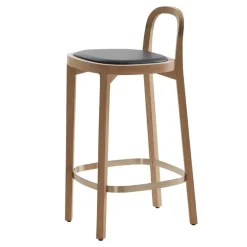 Woodnotes Siro+ bar stool 65 cm, oak - black leather