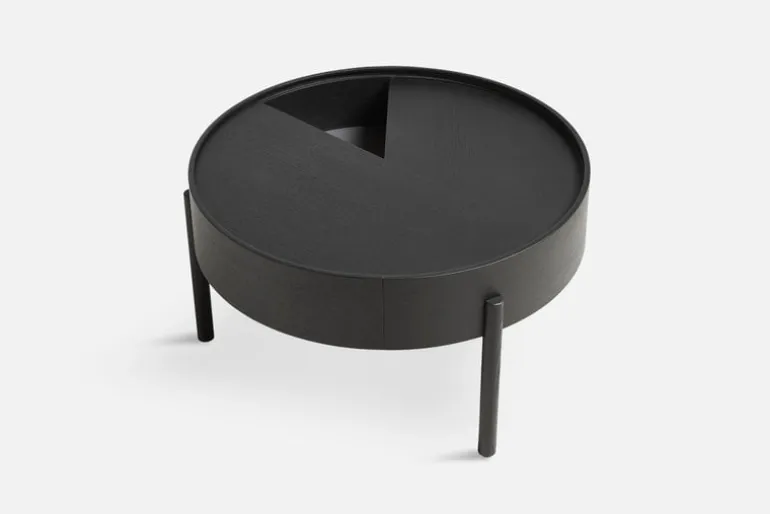 Woud Arc coffee table 66 cm, black painted ash