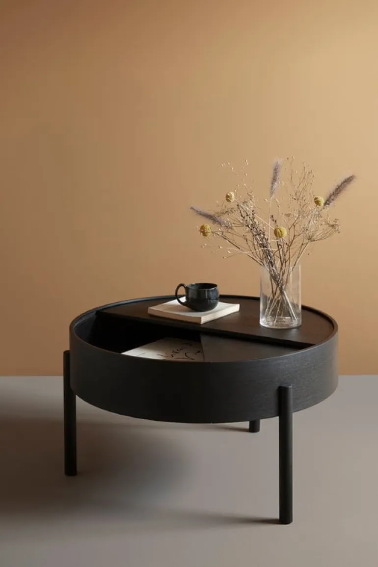 Woud Arc coffee table 66 cm, black painted ash