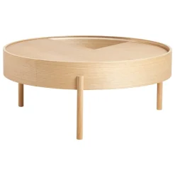 Woud Arc coffee table 89 cm, white pigmented oak