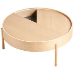 Woud Arc coffee table 89 cm, white pigmented oak