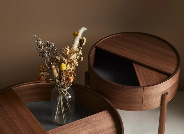 Woud Arc coffee table 66 cm, matt lacquered walnut