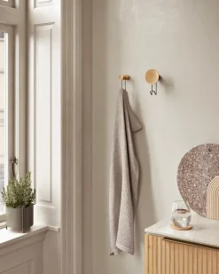 Woud Around wall hanger, large, white pigmented oak - black metal