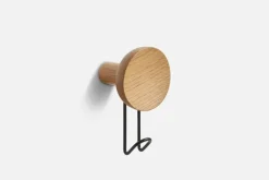 Woud Around wall hanger, large, white pigmented oak - black metal