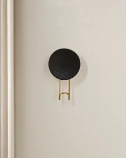 Woud Around wall hanger, large, black painted oak - brass