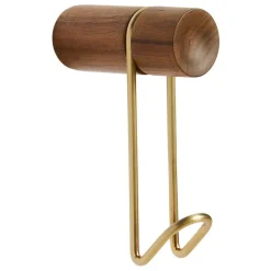 Woud Around wall hanger, small, matt lacquered walnut - brass