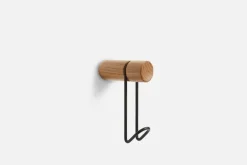 Woud Around wall hanger, small, white pigmented oak - black metal