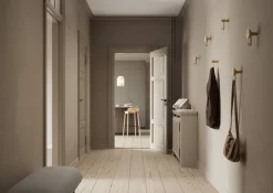 Woud Around wall hanger, small, white pigmented oak - brass