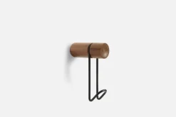 Woud Around wall hanger, small, matt lacquered walnut - black metal