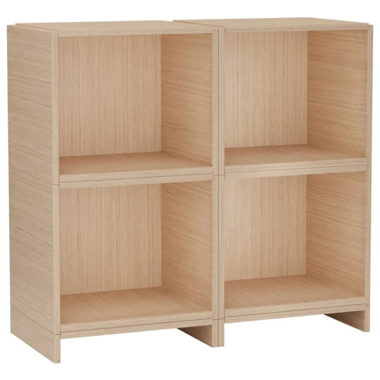 Woud Bricks shelving system E, white lacquered oak