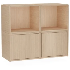 Woud Bricks shelving system C, white lacquered oak