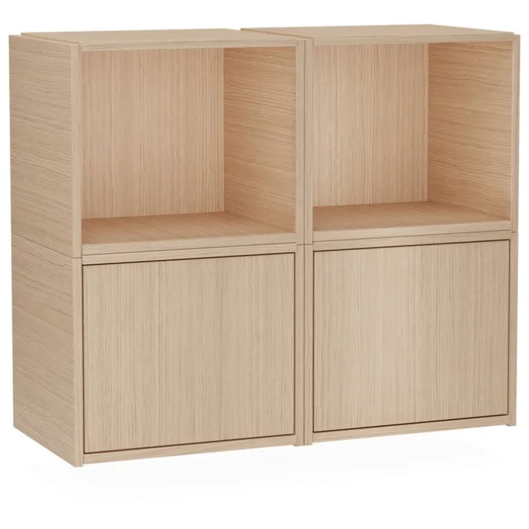 Woud Bricks shelving system C, white lacquered oak