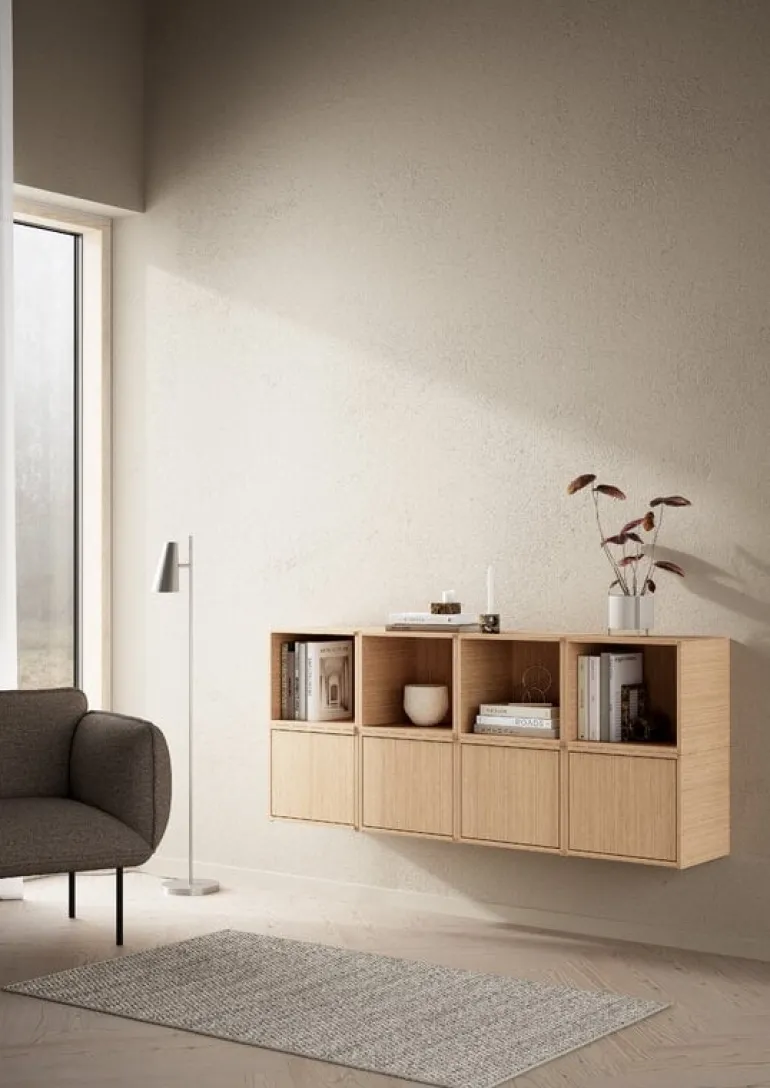 Woud Bricks shelving system D, white lacquered oak