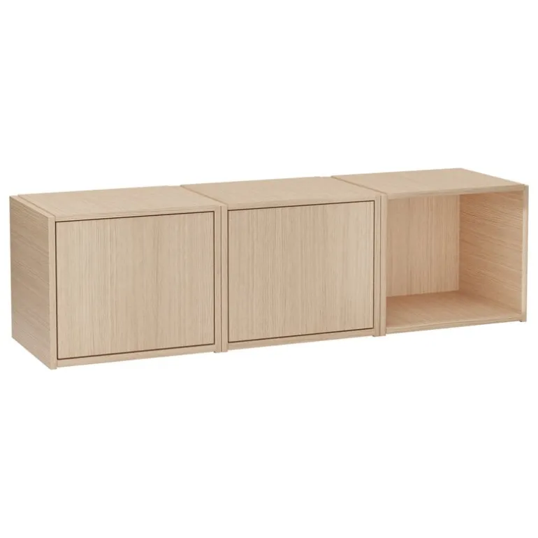 Woud Bricks shelving system B, white lacquered oak