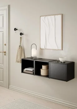 Woud Bricks shelving system A, black painted oak