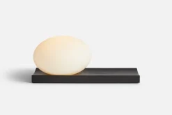Woud Dew table and wall lamp, black painted ash