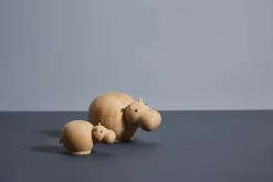 Woud Hibo Hippopotamus figurine, small, oak