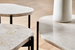 Woud La Terra occasional table, M, ivory travertine - black