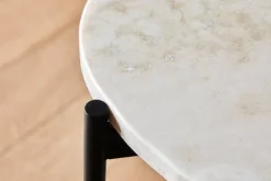 Woud La Terra occasional table, M, ivory travertine - black