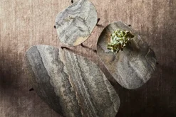 Woud La Terra occasional table, S, grey melange travertine - black